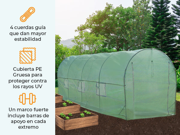 Estufa túnel galvanizada 19mm 5 x 2m ao ar livre