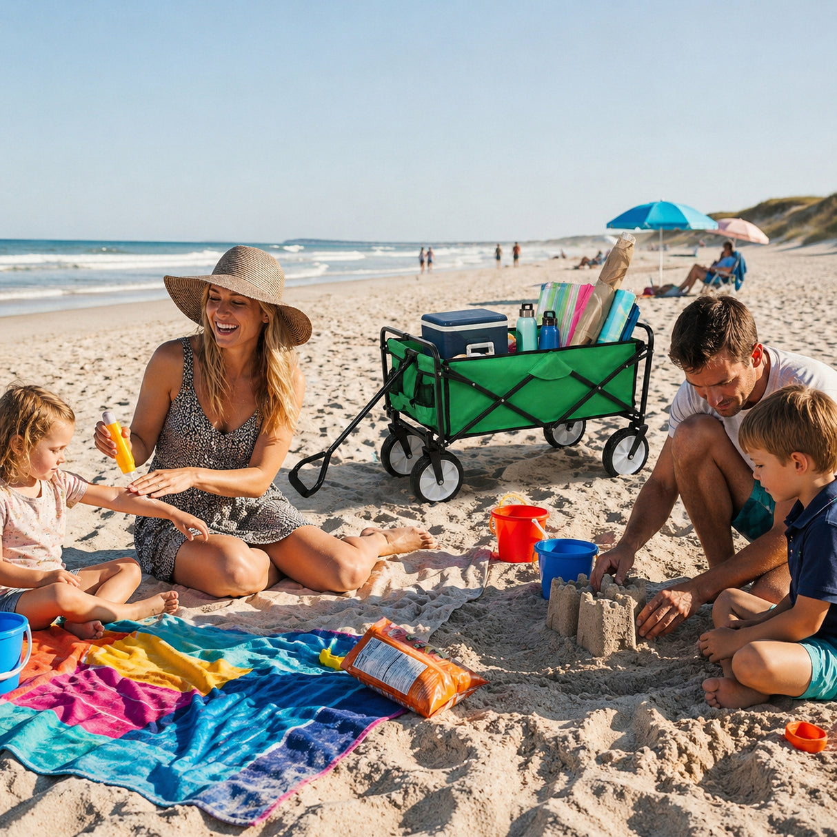 Carrinho Dobrável Todo-o-Terreno para Praia e Festivais Verde