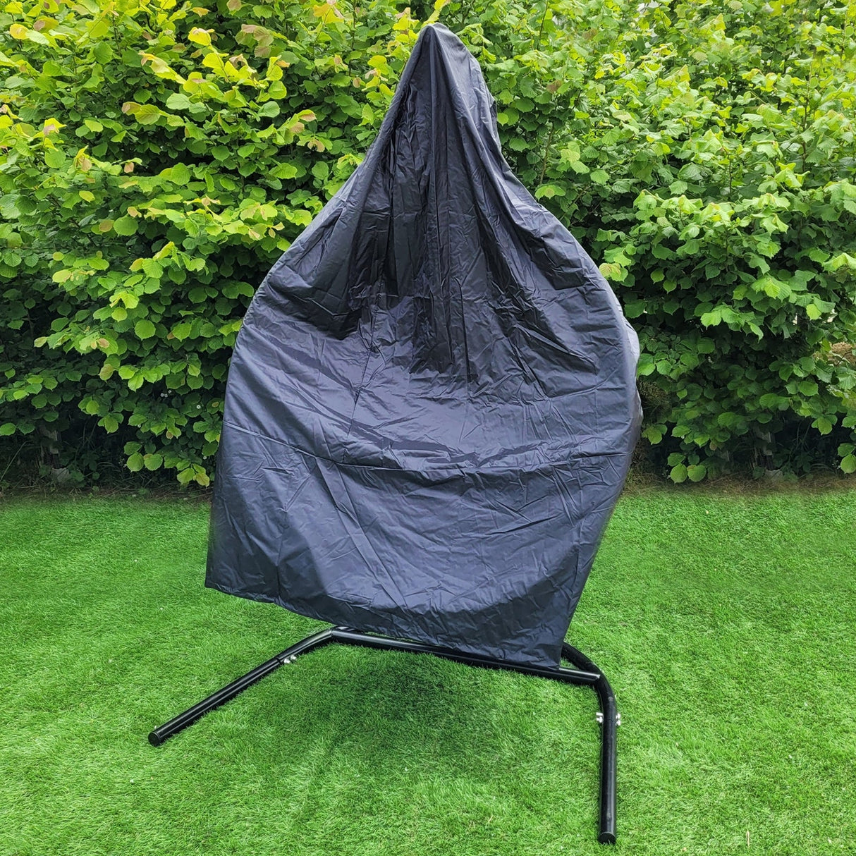 Cadeira de ovo Rattan pendurado banco pá tio exterior interior cinza | com almofadas