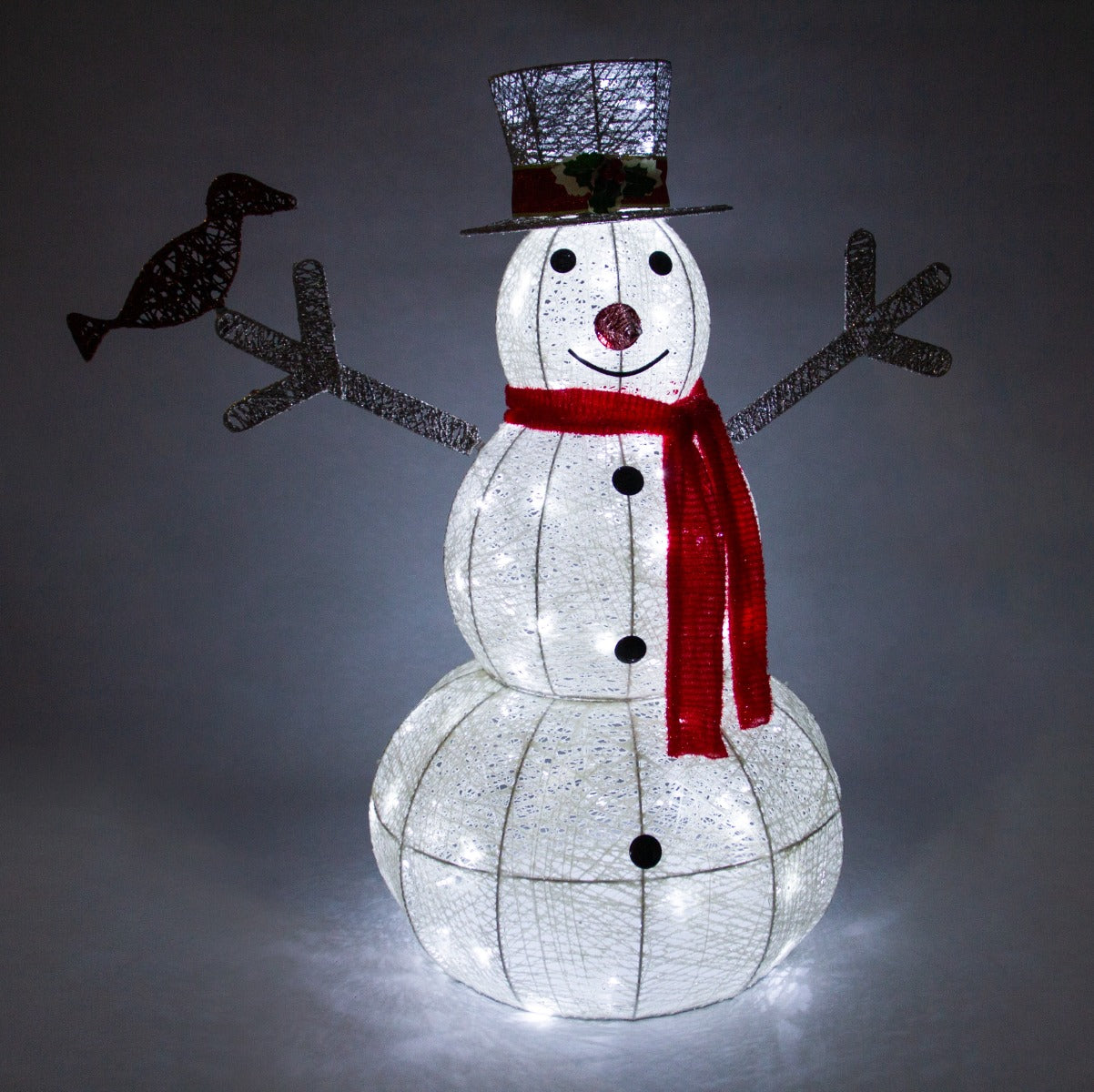 Boneco de neve iluminado 89cm Advento Decoração de Natal 100 LEDs
