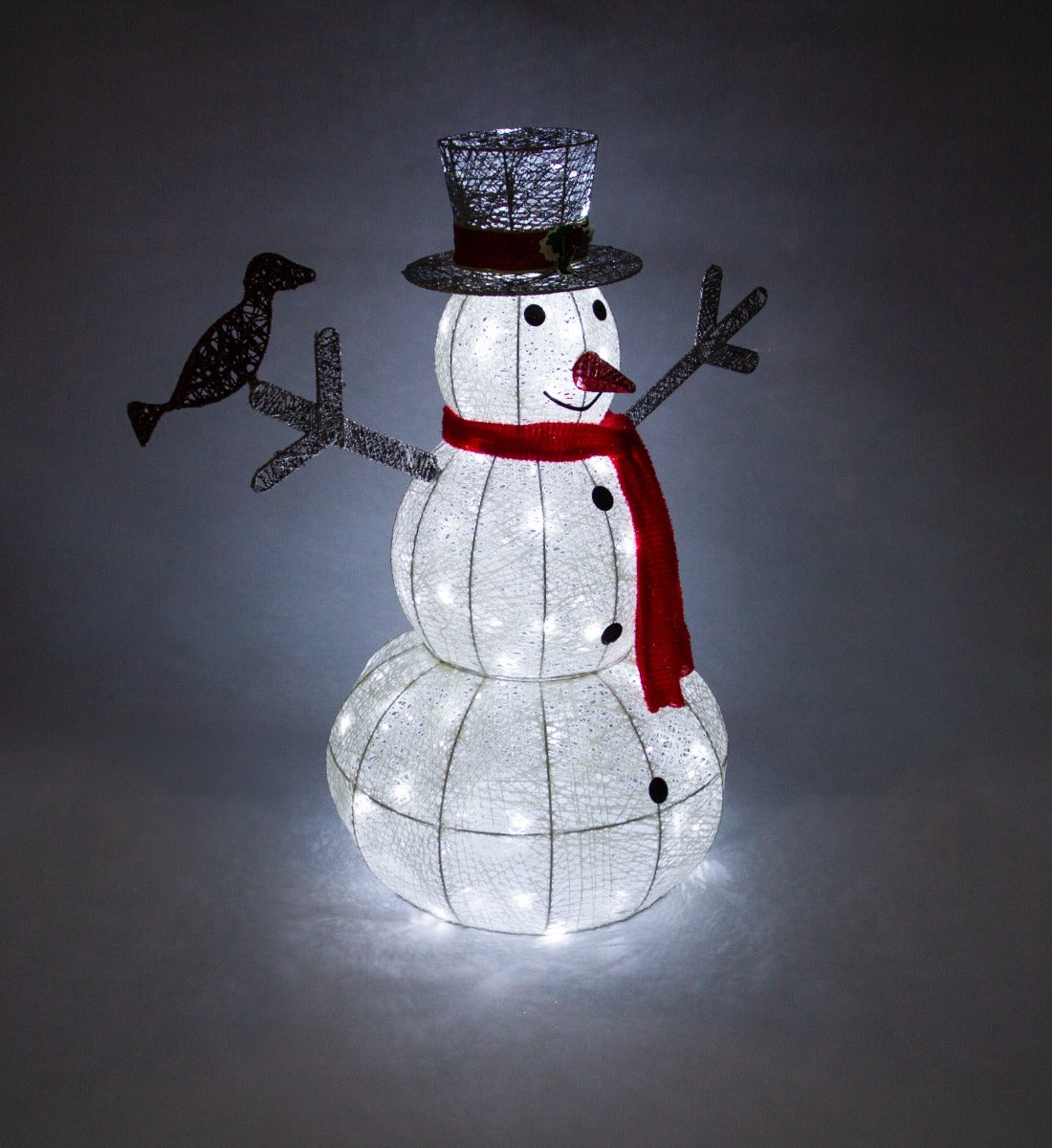 Boneco de neve iluminado 89cm Advento Decoração de Natal 100 LEDs