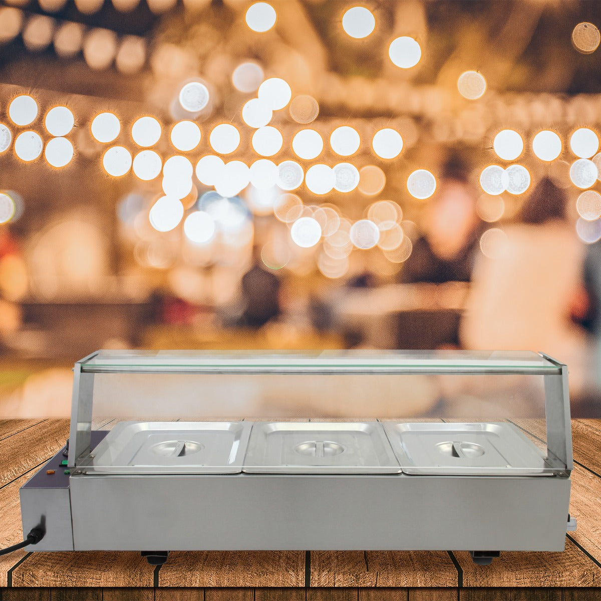 Expositor Banho Maria com 3 Panelas em Aço Inox