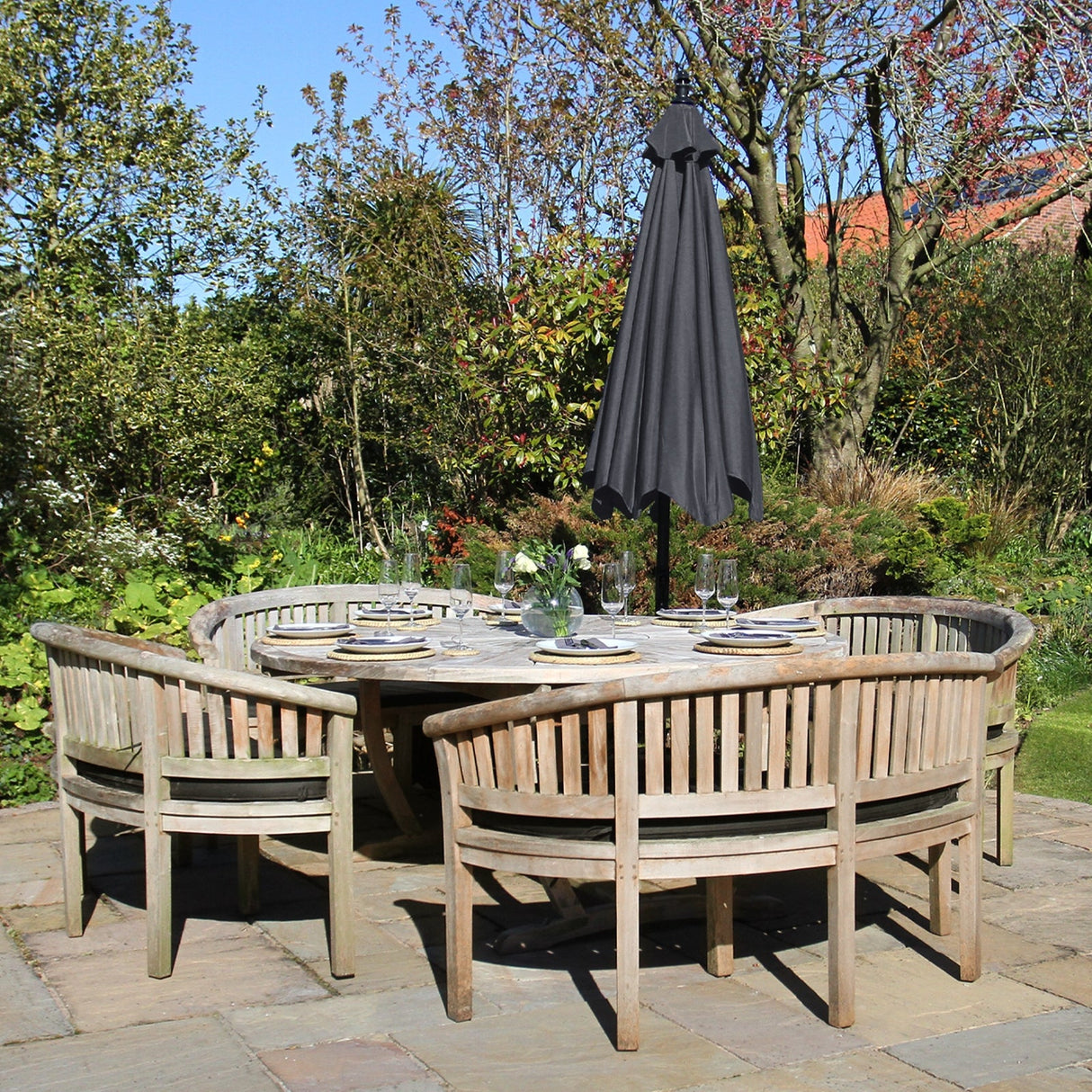 Guarda-chuva cantilever cinza de 3 m com mecanismo de manivela e capa impermeá vel gratuita