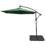 Guarda-chuva Cantilever 3m com Luzes LED e Base Quadrada - Verde