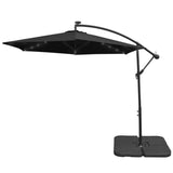 Guarda-sol Cantilever 3m com Luzes LED e Base Quadrada - Preto