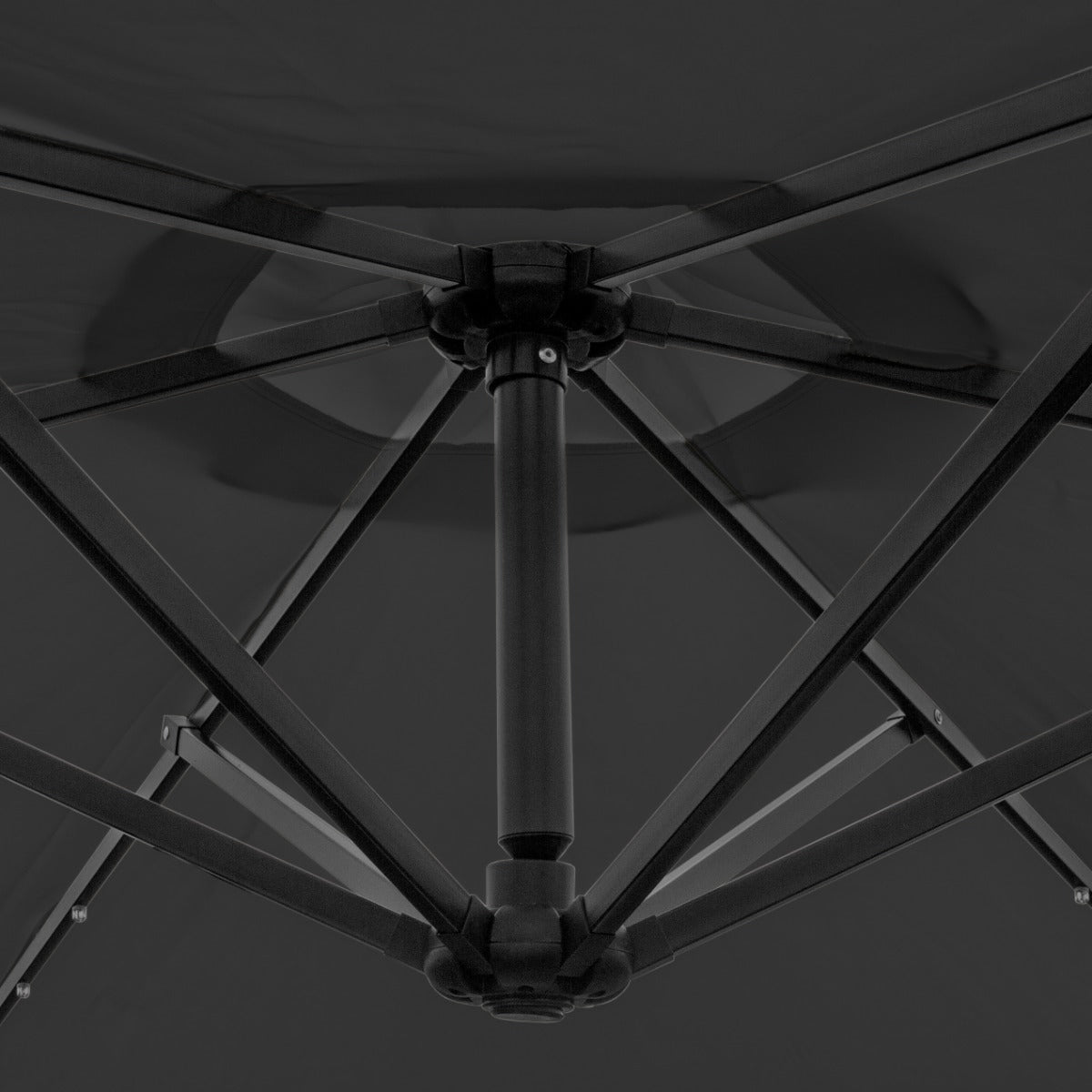 Guarda-sol Cantilever 3m com Luzes LED e Base Quadrada - Cinza