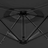 Guarda-sol Cantilever 3m com Luzes LED e Base Quadrada - Cinza