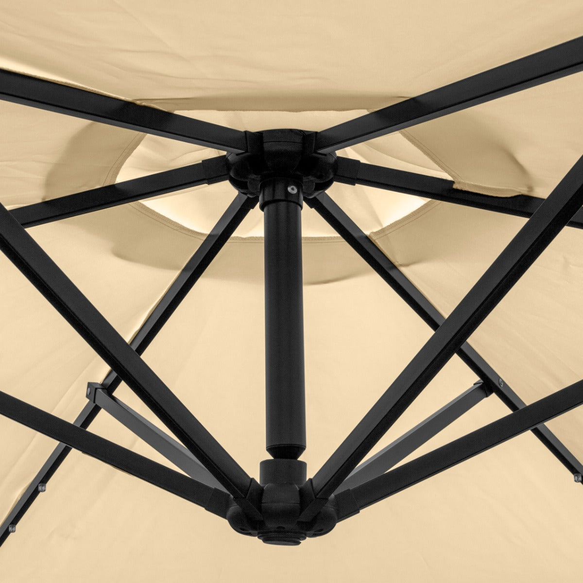 Guarda-sol Cantilever 3m com Luzes LED e Base Quadrada - Bege