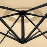 Guarda-sol Cantilever 3m com Luzes LED e Base Quadrada - Bege