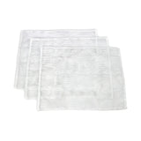 Conjunto de três telas brancas de malha fina, ideais para filtrar sucos e polpas em prensas de frutas e vegetais