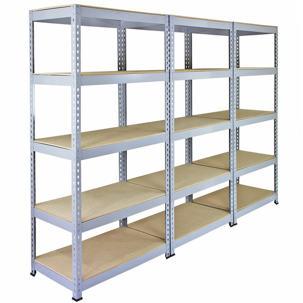 10 x prateleiras de metal Q-Rax, cinza, 90 x 50 x 180 cm