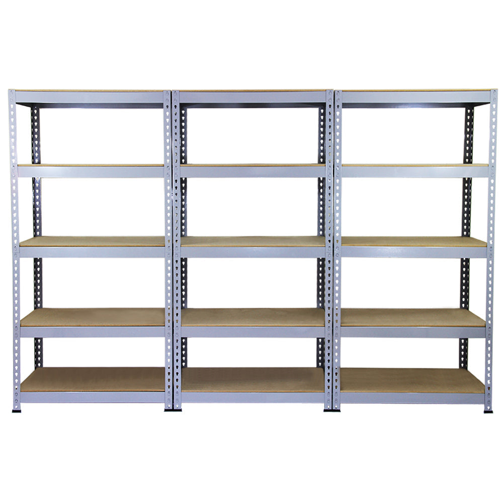 10 x prateleiras de metal Q-Rax, cinza, 90 x 50 x 180 cm