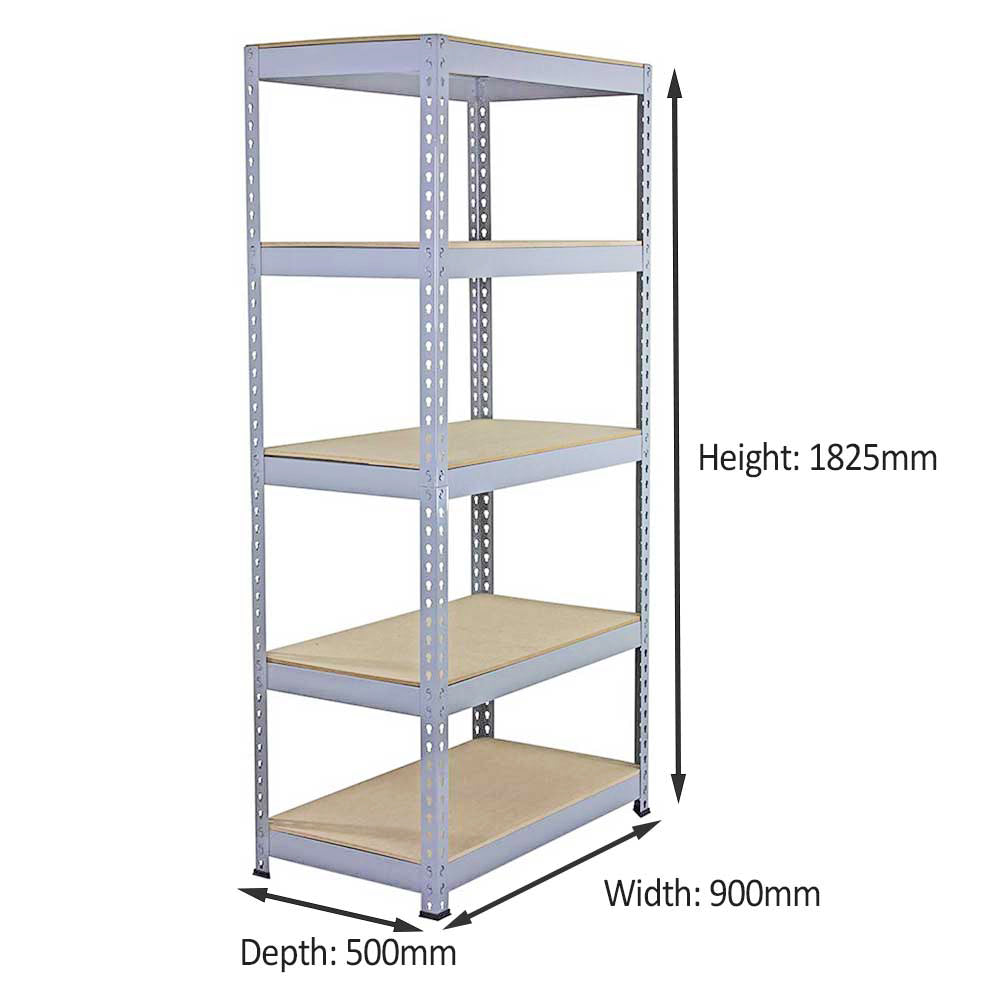 10 x prateleiras de metal Q-Rax, cinza, 90 x 50 x 180 cm