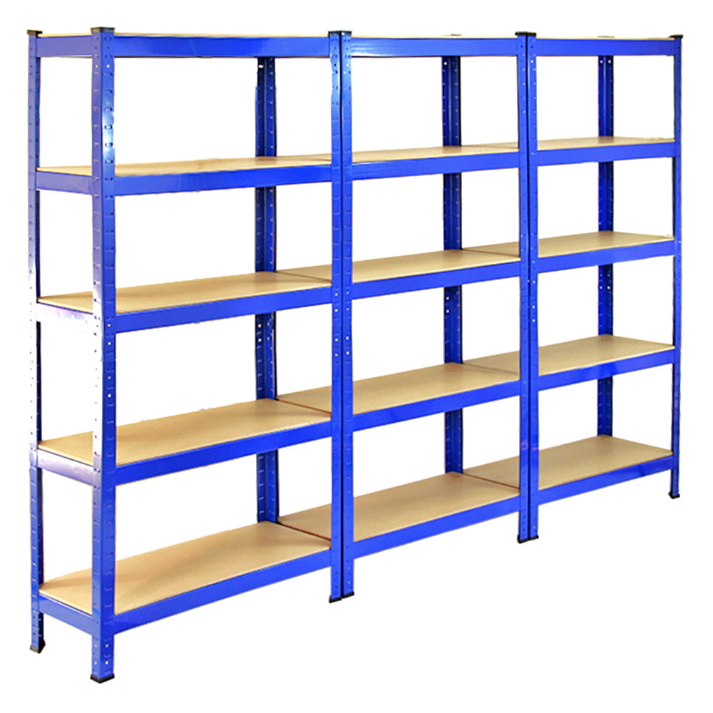 10 x prateleiras de metal T-RAX, azuis, 120 cm x 45 cm x 180 cm