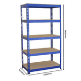 10 x prateleiras de metal T-RAX, azuis, 120 cm x 45 cm x 180 cm