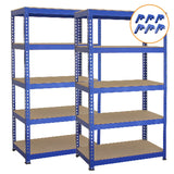 2 prateleiras de metal azuis T-RAX de 75 cm x 150 cm x 30 cm com conectores de baía GRATUITOS