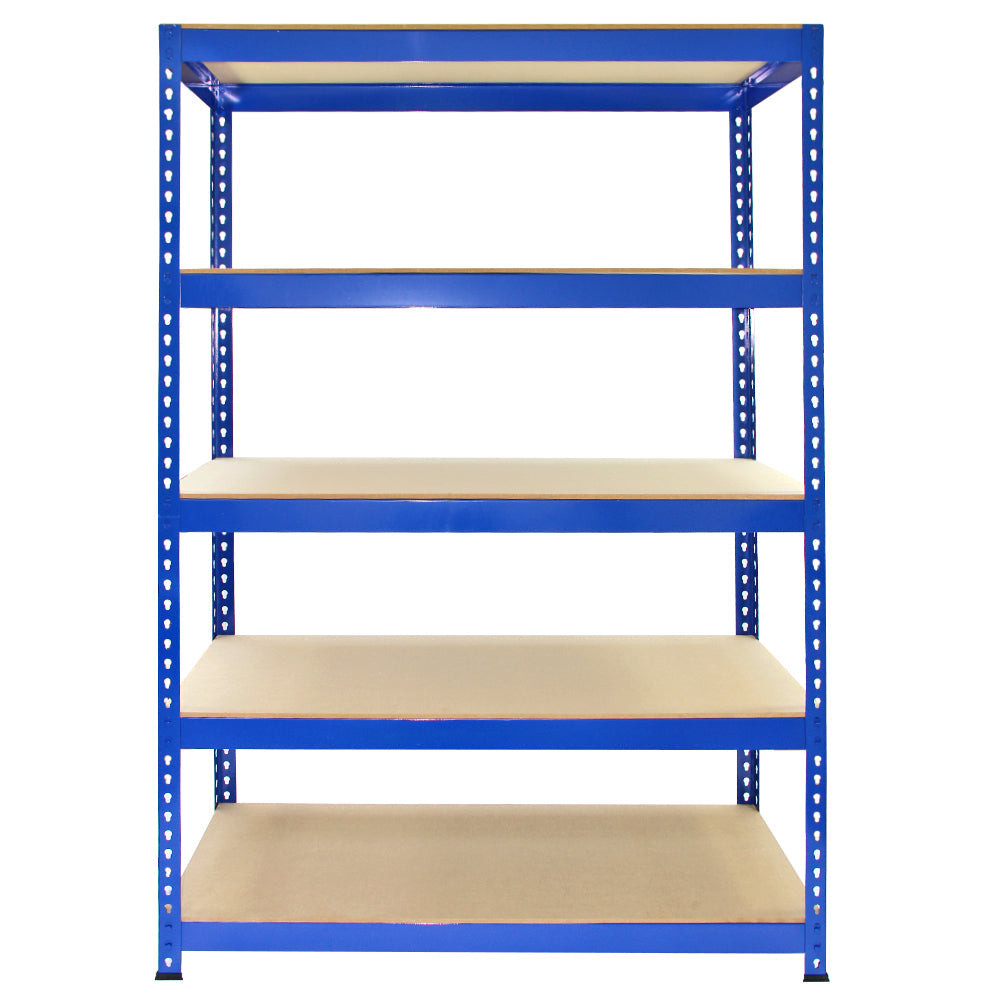 2 prateleiras de metal azuis T-RAX de 75 cm x 150 cm x 30 cm com conectores de baía GRATUITOS