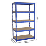 2 prateleiras de metal azuis T-RAX de 75 cm x 150 cm x 30 cm com conectores de baía GRATUITOS