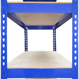 2 prateleiras de metal azuis T-RAX de 75 cm x 150 cm x 30 cm com conectores de baía GRATUITOS