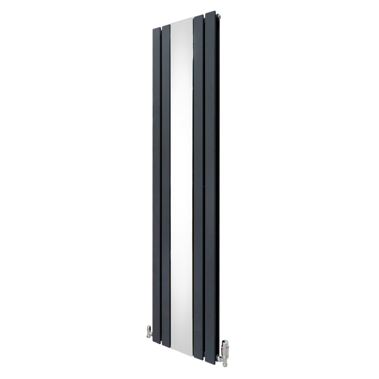 Radiador plano TVR com espelho e válvulas cromadas - 1800 mm x 425 mm - Cinza antracite