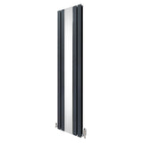 Radiador plano TVR com espelho e válvulas cromadas - 1800 mm x 425 mm - Cinza antracite
