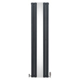 Radiador plano TVR com espelho e válvulas cromadas - 1800 mm x 425 mm - Cinza antracite