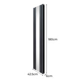Radiador plano TVR com espelho e válvulas cromadas - 1800 mm x 425 mm - Cinza antracite