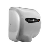 Secador de mãos MaxBlast em aço inoxidável, com design moderno e superfície brilhante, ideal para banheiros comerciais e públicos