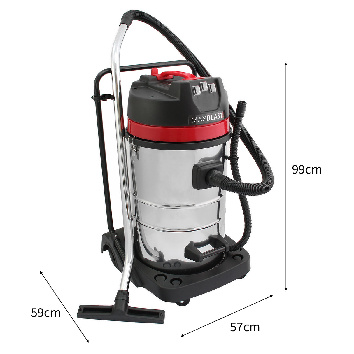 Aspirador Industrial de 80L, 5 Acessórios + 3 Sacos de Pó