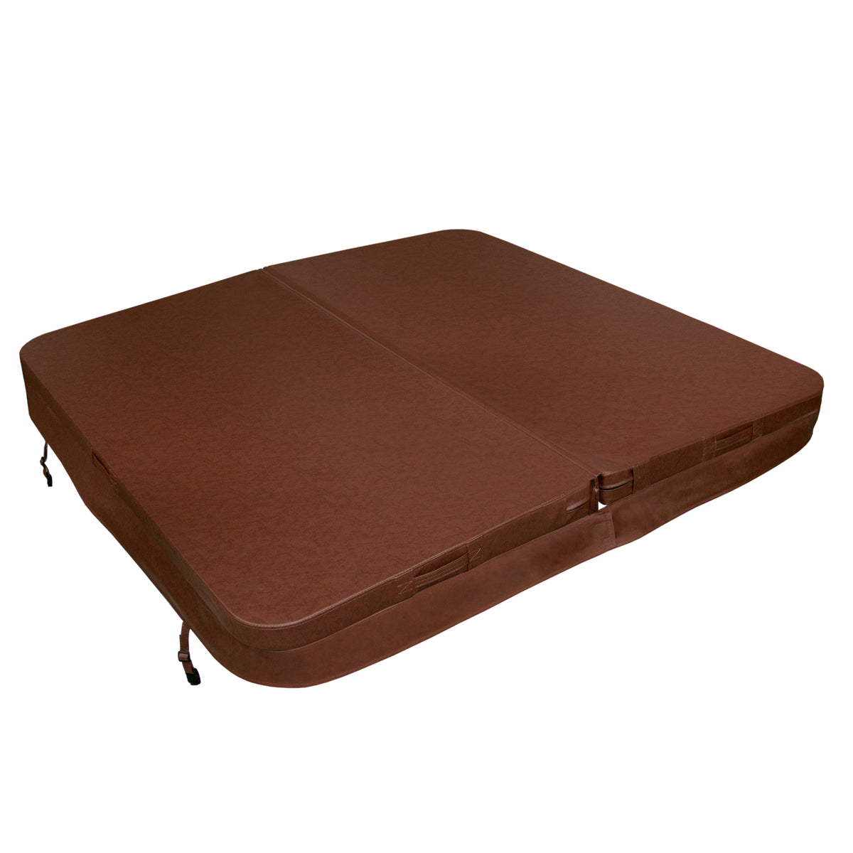 Cobertura castanha para jacuzzi, 2m x 2m, com textura suave e acabamento resistente, ideal para proteção e isolamento térmico