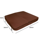 Cobertura castanha para jacuzzi, 2m x 2m, com textura resistente e zíper, ideal para proteção e isolamento térmico