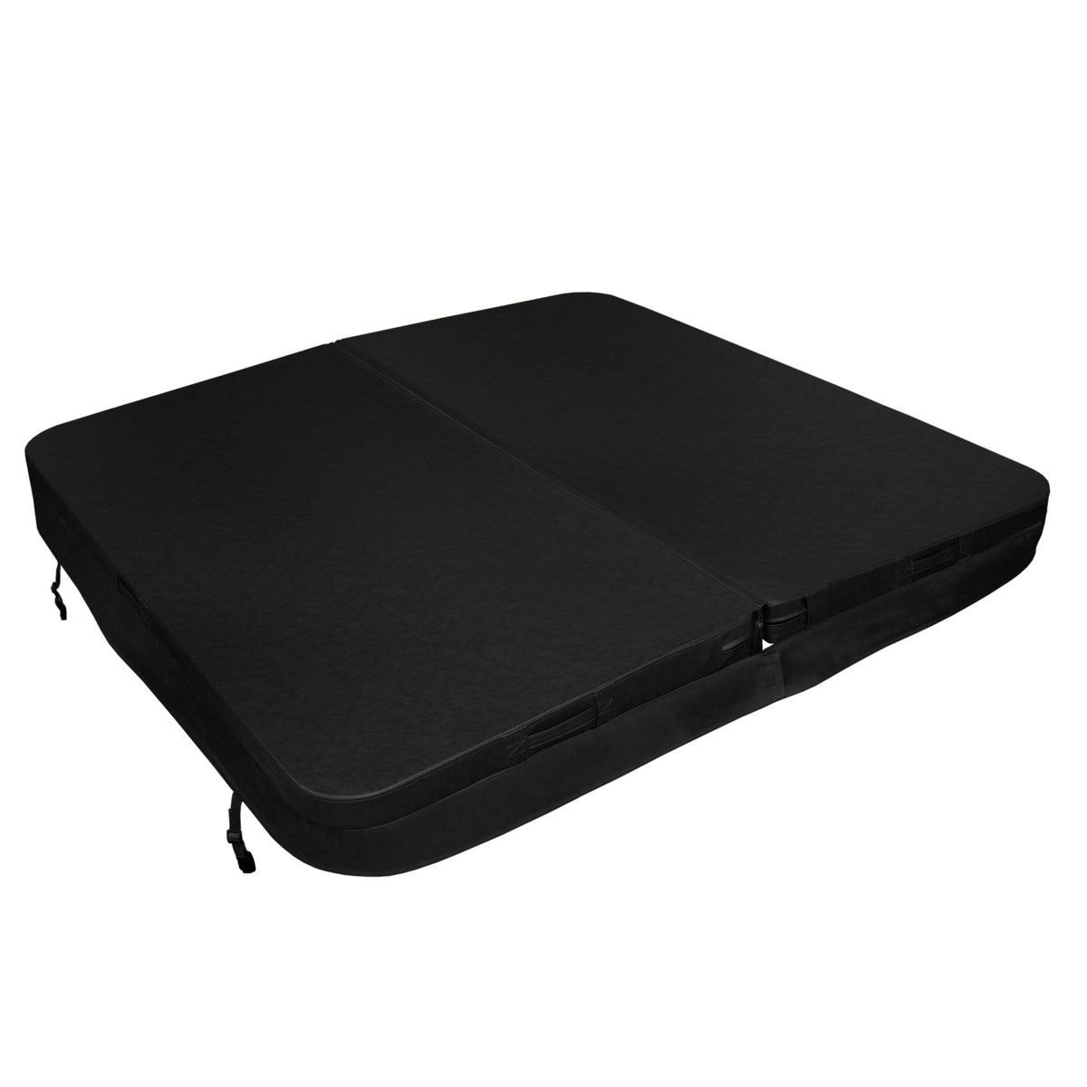 Cobertura preta para jacuzzi, 2m x 2m, com superfície lisa e resistente, ideal para proteção e isolamento térmico