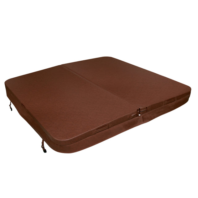 Cobertura castanha para jacuzzi, 2,1m x 2,1m, com textura suave e resistente, ideal para proteção e isolamento térmico