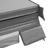 Colchão cinza com textura suave, zíper na lateral e bordas acolchoadas, ideal para conforto e suporte em camas ou sofás