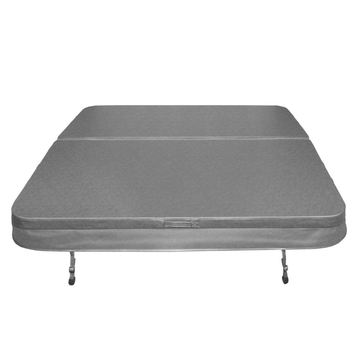 Cobertura cinza para jacuzzi de 2m x 2m, com textura suave e resistente, ideal para proteção contra sujeira e intempéries