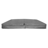 Cobertura cinza para jacuzzi, 2m x 2m, com textura suave e fechos laterais, ideal para proteção e isolamento térmico