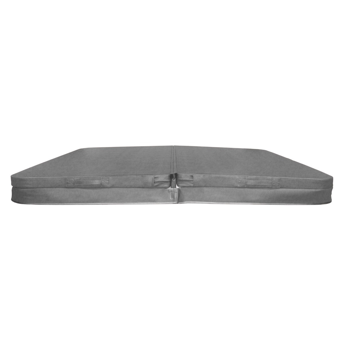 Cobertura cinza para jacuzzi, medindo 2,2m x 2,2m, com superfície lisa e resistente, ideal para proteção e isolamento térmico