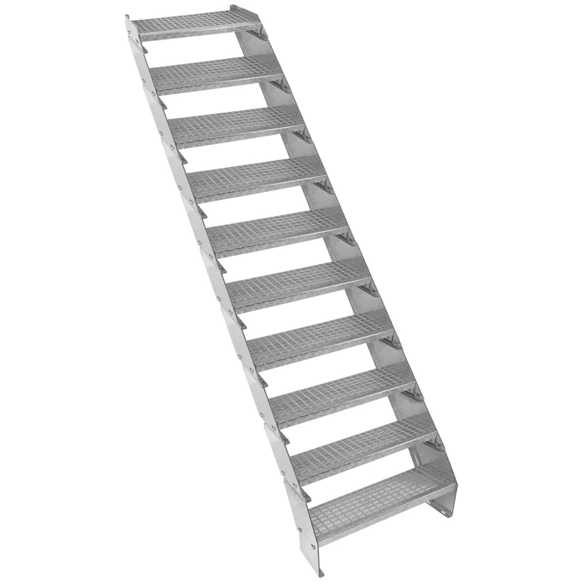 Escada galvanizada ajustá vel de 10 degraus ? 600 mm de largura