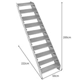 Escada galvanizada ajustá vel de 10 degraus ? 600 mm de largura