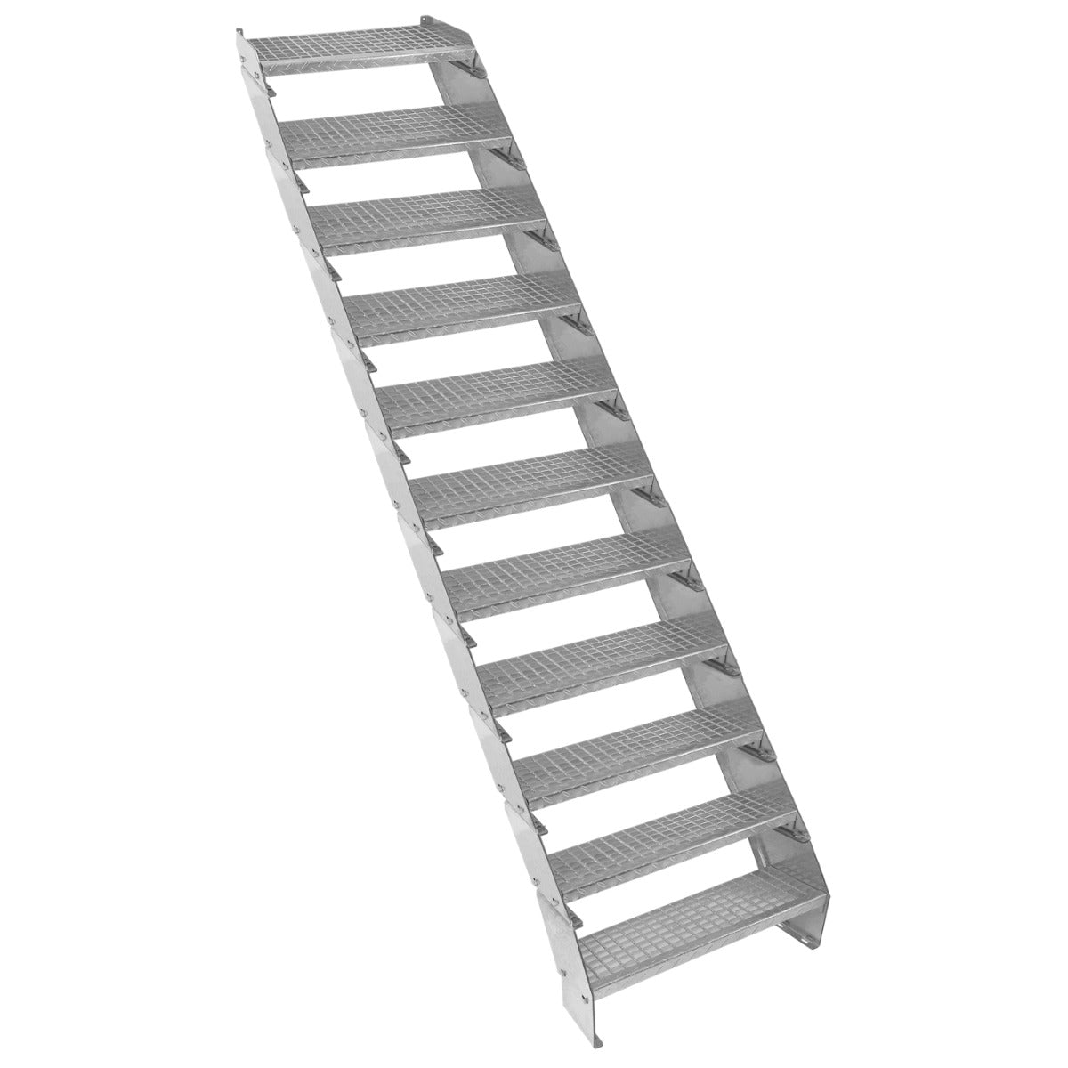 Escada galvanizada ajustá vel de 11 degraus ? 600 mm de largura