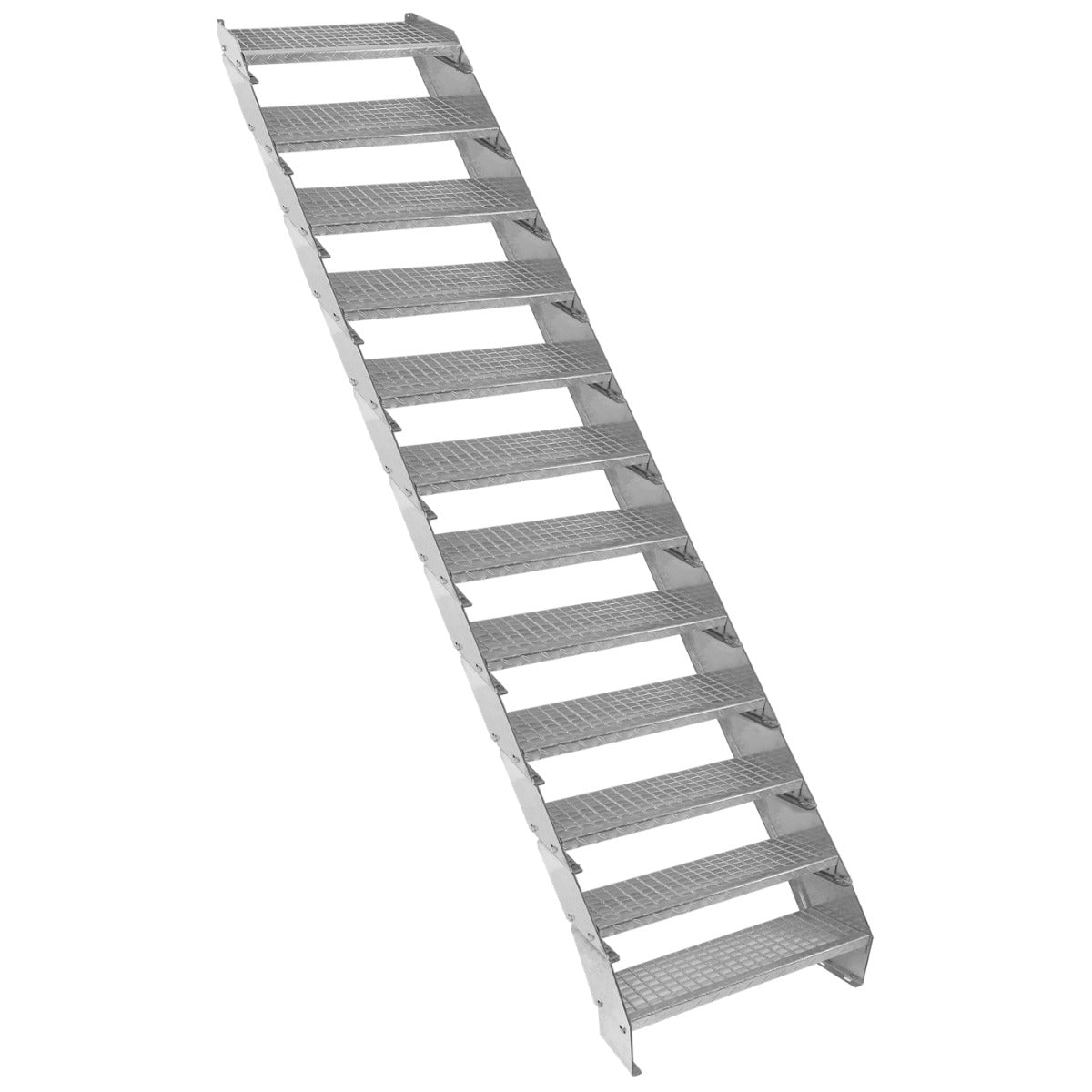 Escada galvanizada ajustá vel de 12 degraus ? 600 mm de largura