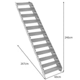Escada galvanizada ajustá vel de 12 degraus ? 600 mm de largura