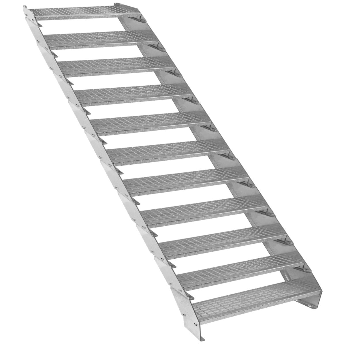 Escada galvanizada ajustá vel de 11 degraus ? 900 mm de largura