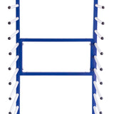 Conector de 2 vias azul para carrinho de secagem, com tubos brancos e extremidades pretas, ideal para separação e suporte de itens