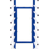Conector de 2 vias azul para carrinho de secagem, com tubos brancos e acabamentos emborrachados, ideal para separação eficiente