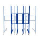 Carrinho combinado azul para secagem por pulverização, com estrutura metálica e quatro unidades, ideal para organização e eficiência