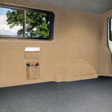 Forro de carpete bege para van, bolsas de armazenamento e cola adesiva