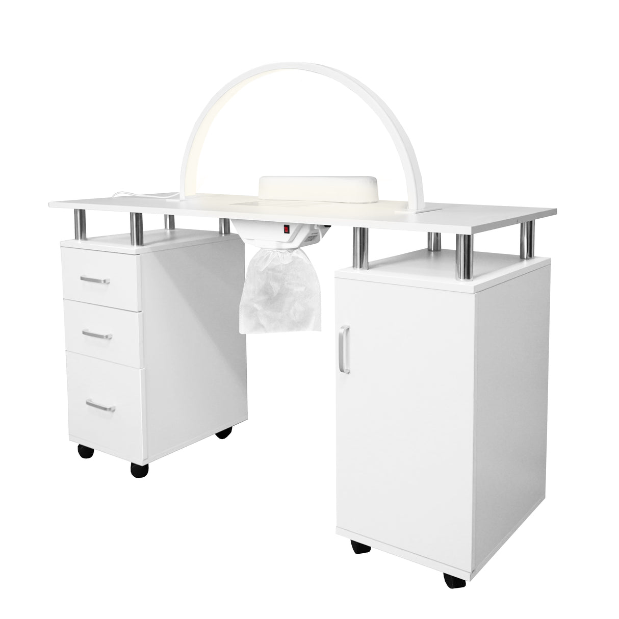 Mesa de manicure profissional com lâmpada LED em forma de meia-lua