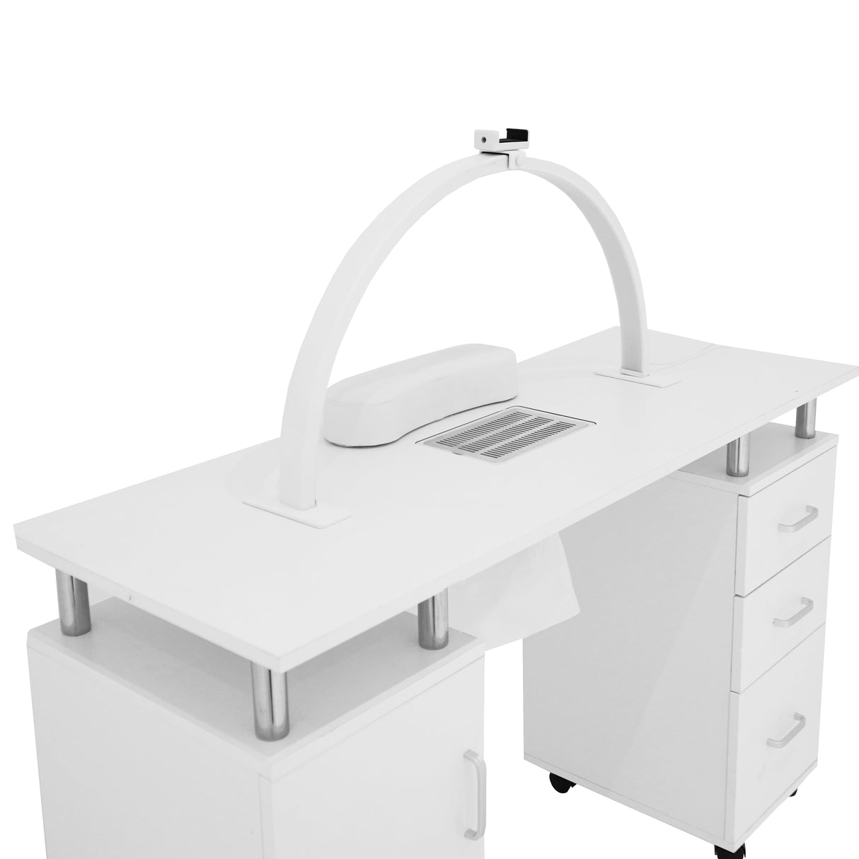 Mesa de manicure profissional com lâmpada LED em forma de meia-lua