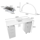 Mesa de manicure profissional com lâmpada LED em forma de meia-lua
